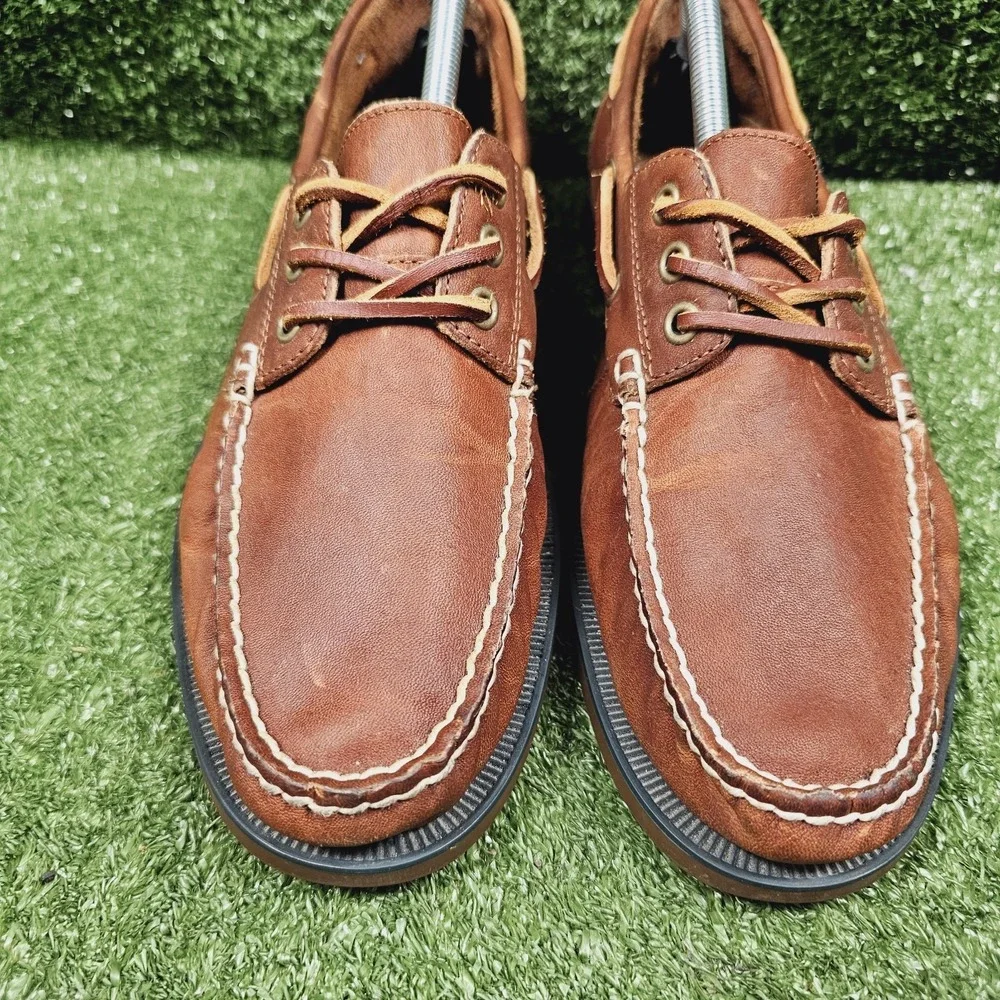 Polo Ralph Lauren Bienne Brown Leather Casual Boat Shoes Mens Size 10.5